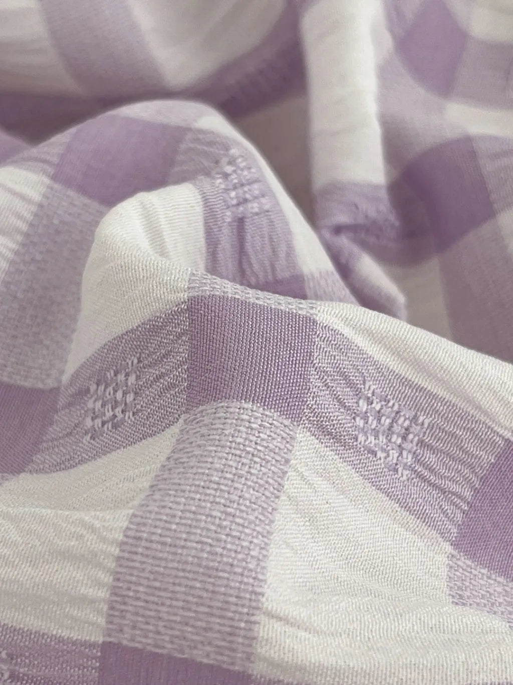 Seersucker Windowpane Check Bedding Set with Ruffle