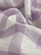 Seersucker Windowpane Check Bedding Set with Ruffle