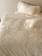 Shabby Chic Floral Cutwork Lace Bedding Set