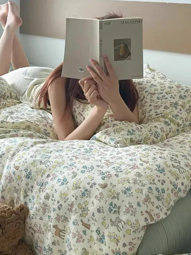 Spring Meadow Muslin Duvet Cover Set