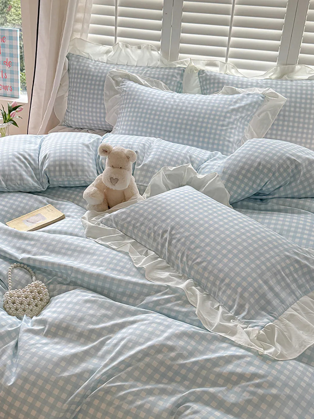 Sweet Gingham Ruffle Duvet Cover