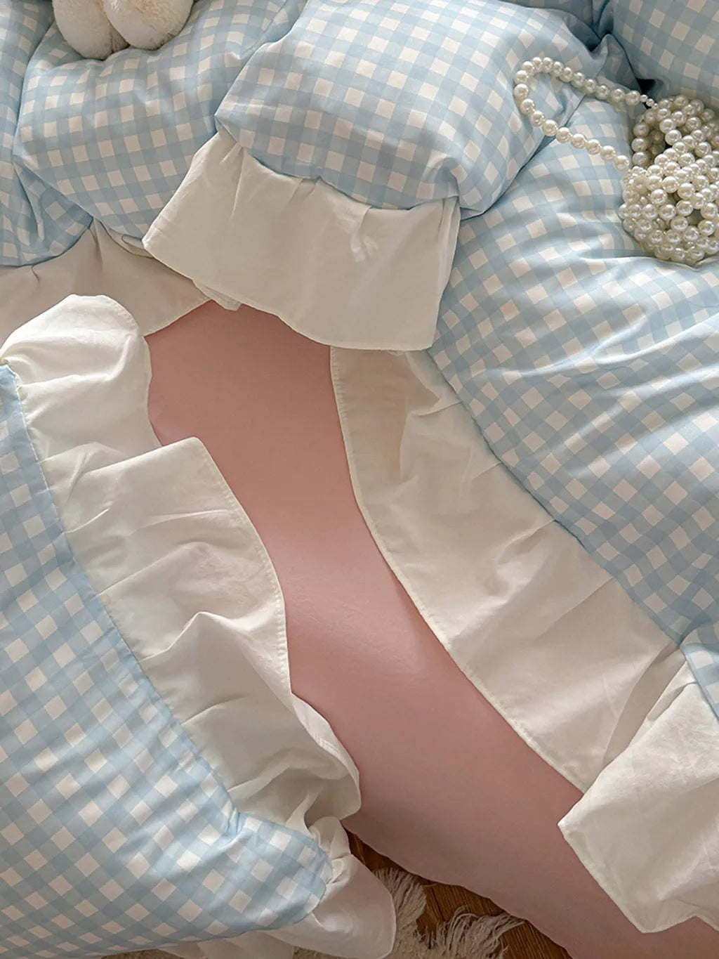 Sweet Gingham Ruffle Duvet Cover