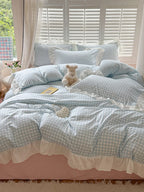 Sweet Gingham Ruffle Duvet Cover