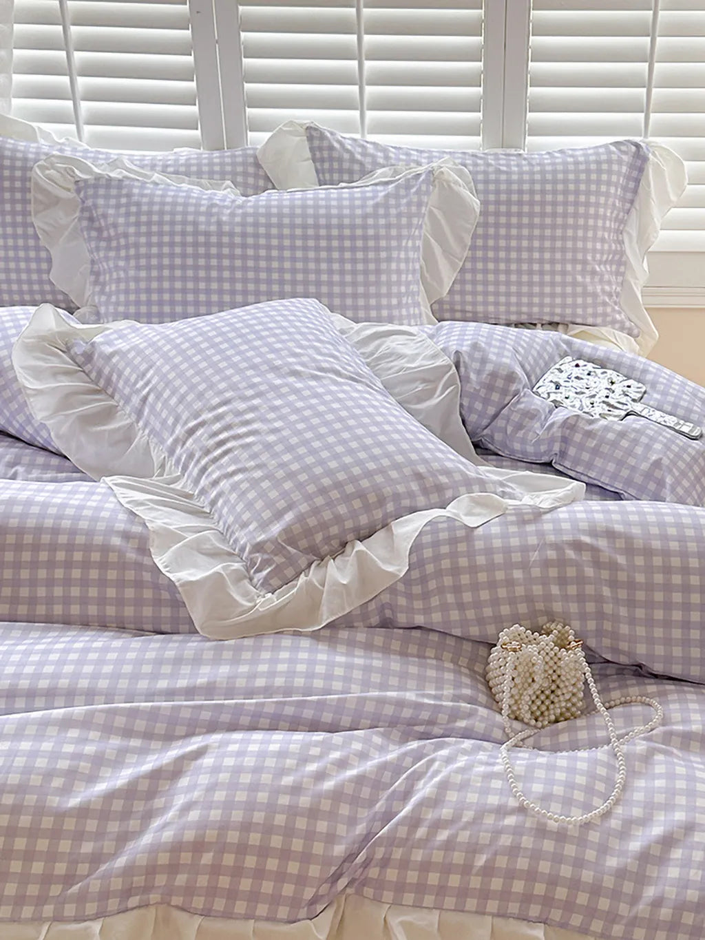 Sweet Gingham Ruffle Duvet Cover