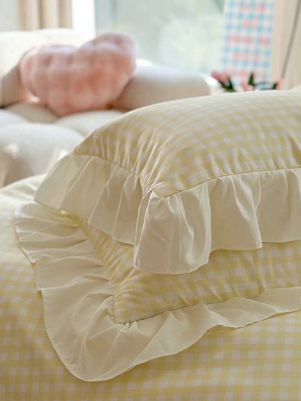 Sweet Gingham Ruffle Duvet Cover