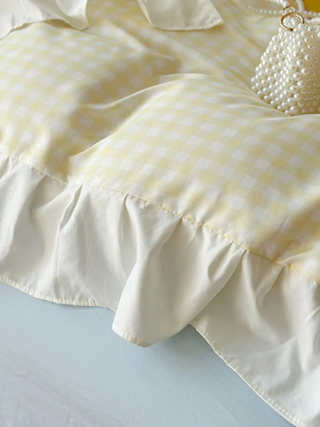 Sweet Gingham Ruffle Duvet Cover