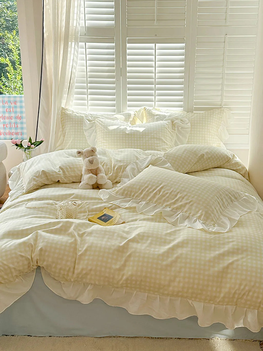 Sweet Gingham Ruffle Duvet Cover