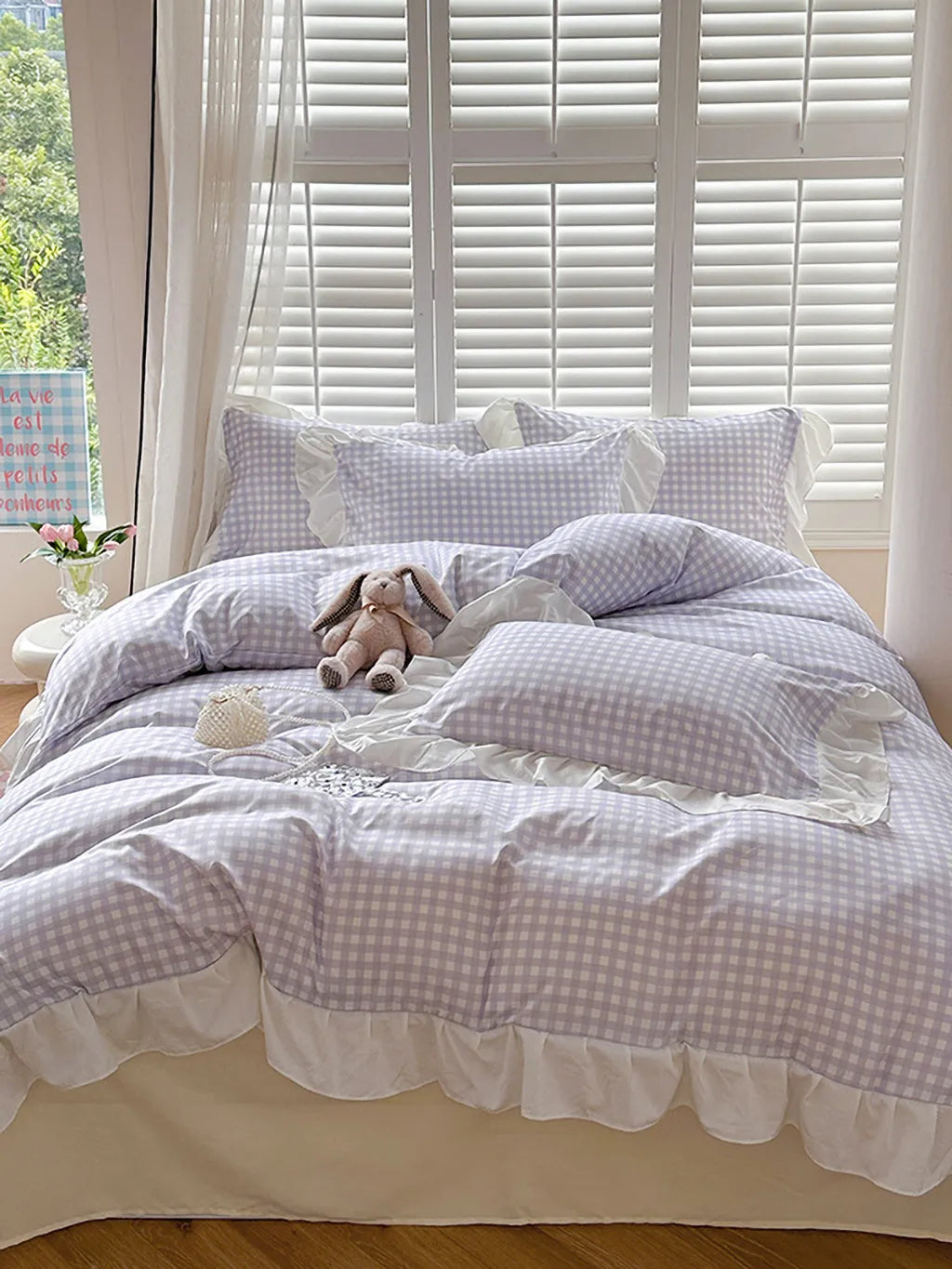 Sweet Gingham Ruffle Duvet Cover