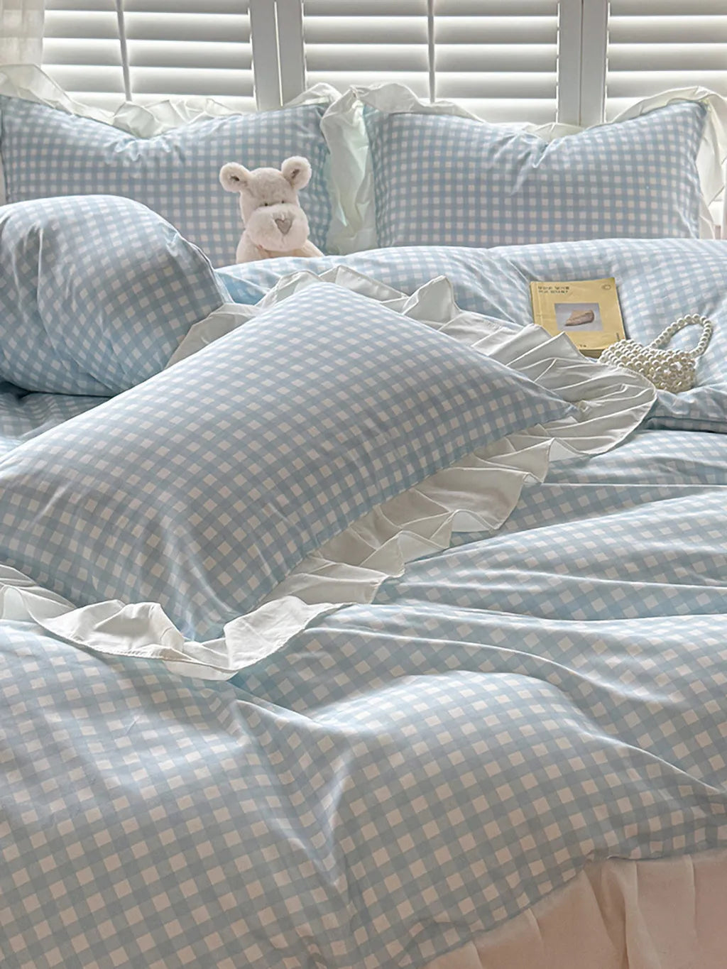 Sweet Gingham Ruffle Duvet Cover