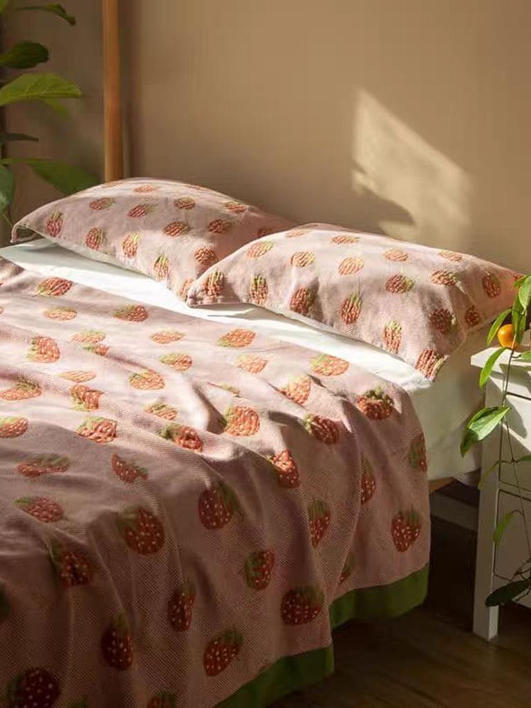 Sweet Strawberry Knitted Blanket
