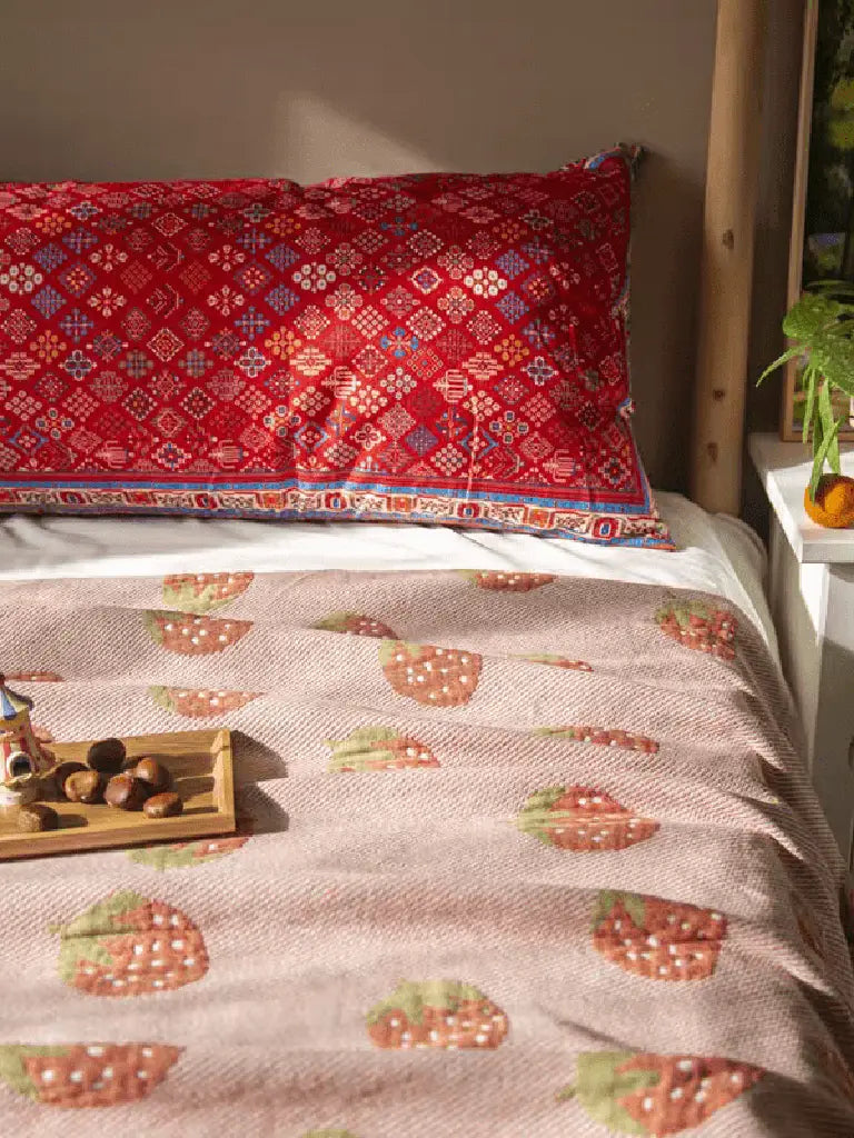 Sweet Strawberry Knitted Blanket