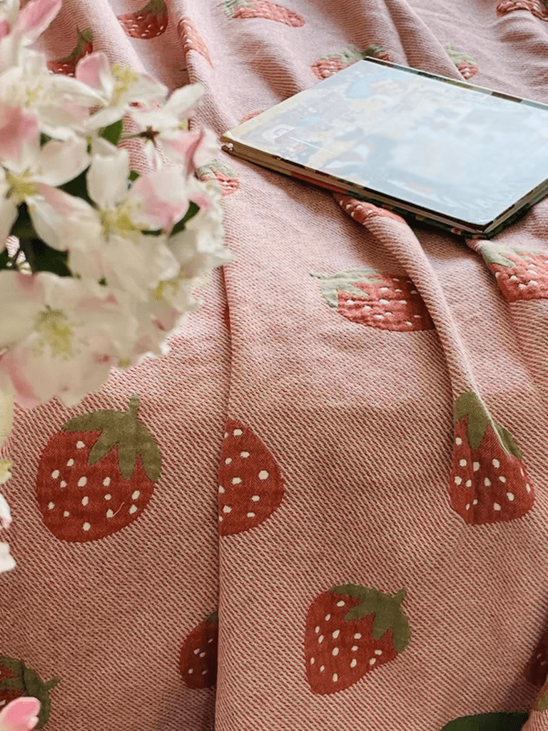 Sweet Strawberry Knitted Blanket