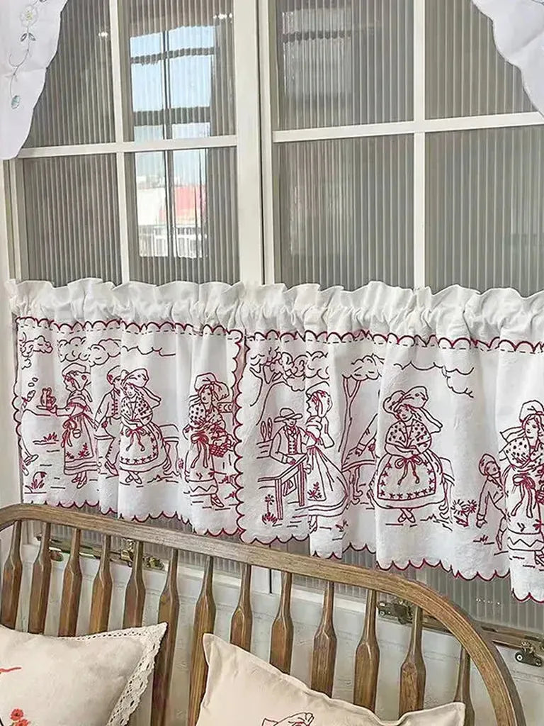 Vintage Embroidery Coffee Curtain