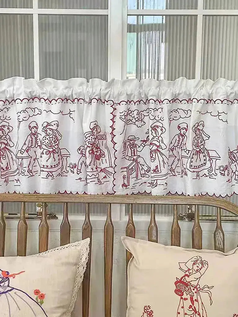 Vintage Embroidery Coffee Curtain
