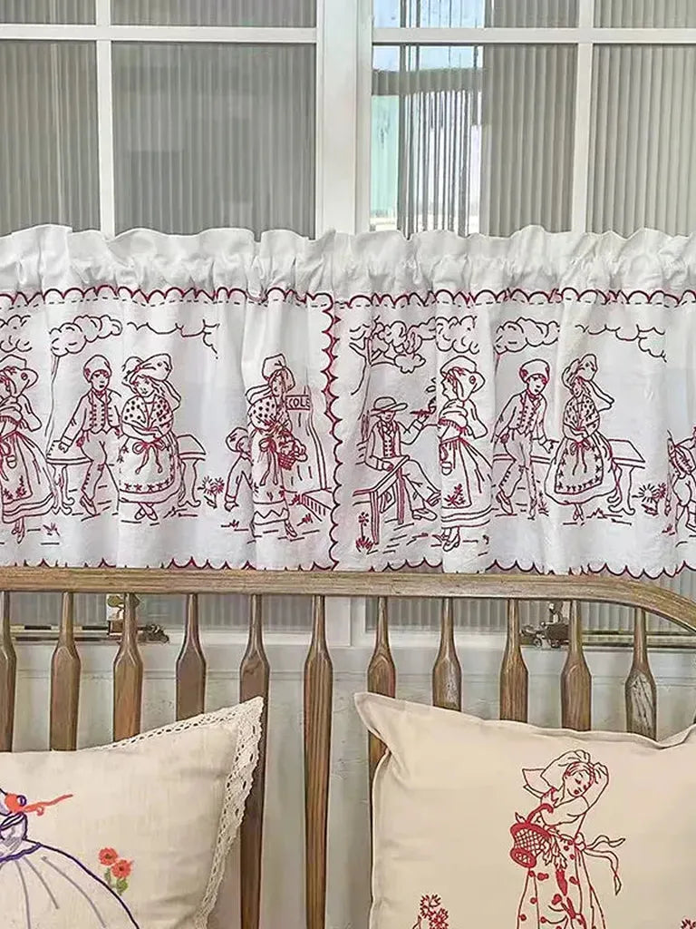 Vintage Embroidery Coffee Curtain