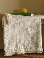 Vintage Jacquard Cotton Blanket with Tassel