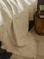 Vintage Jacquard Cotton Blanket with Tassel