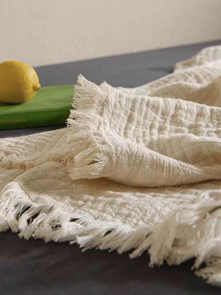 Vintage Jacquard Cotton Blanket with Tassel