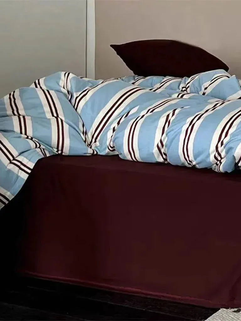 Vintage Navy Striped Duvet Cover