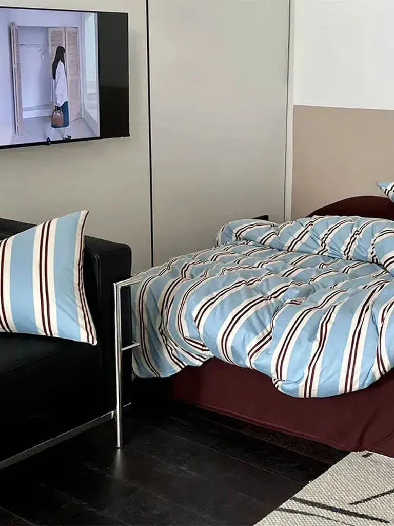 Vintage Navy Striped Duvet Cover