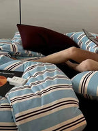 Vintage Navy Striped Duvet Cover