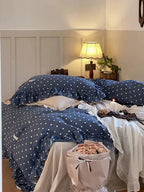 Vintage Blue Polka Dot Bedding Set