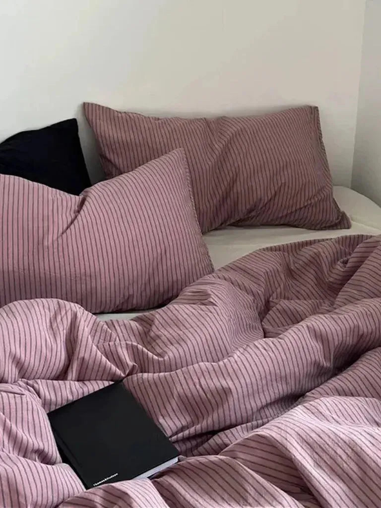 Purple Striped Duvet Cover