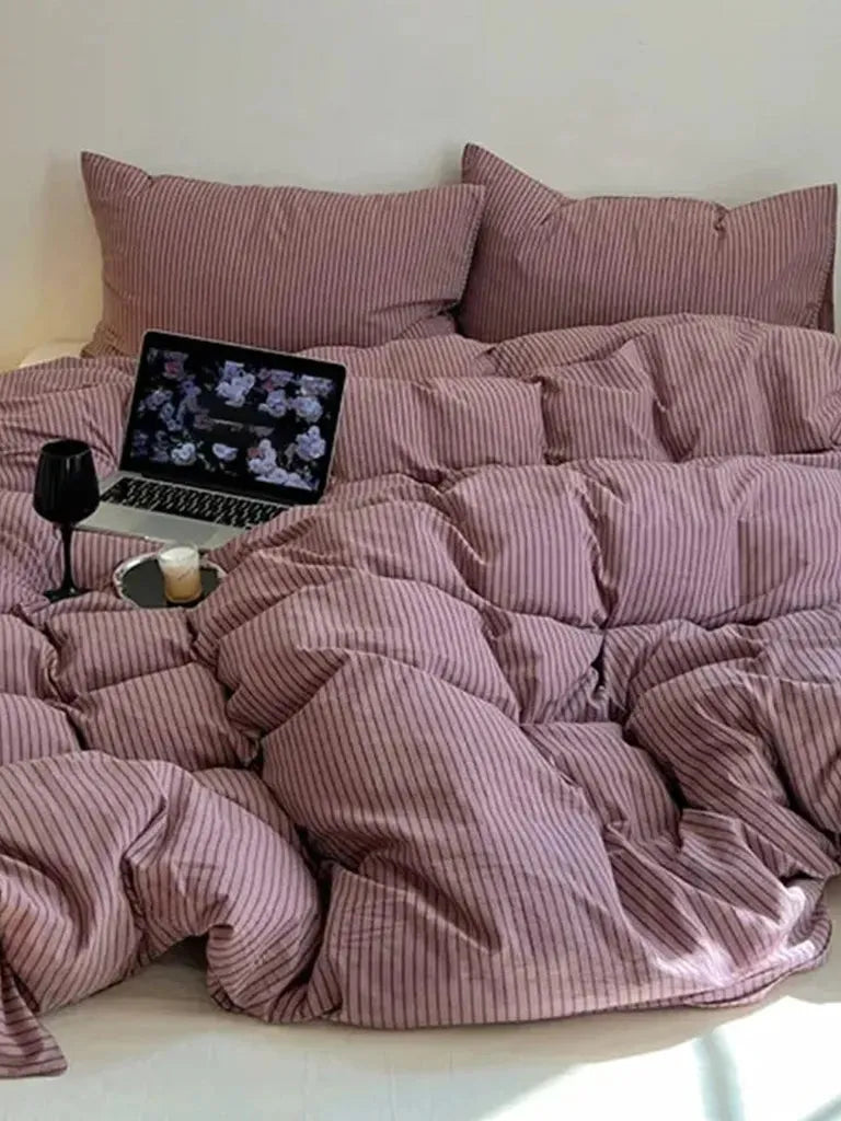 Purple Striped Duvet Cover