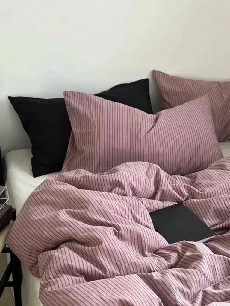 Purple Striped Duvet Cover