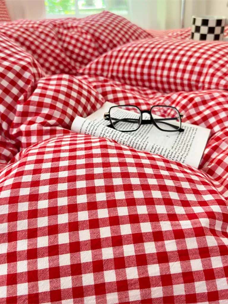 Vintage Red Gingham Duvet Cover