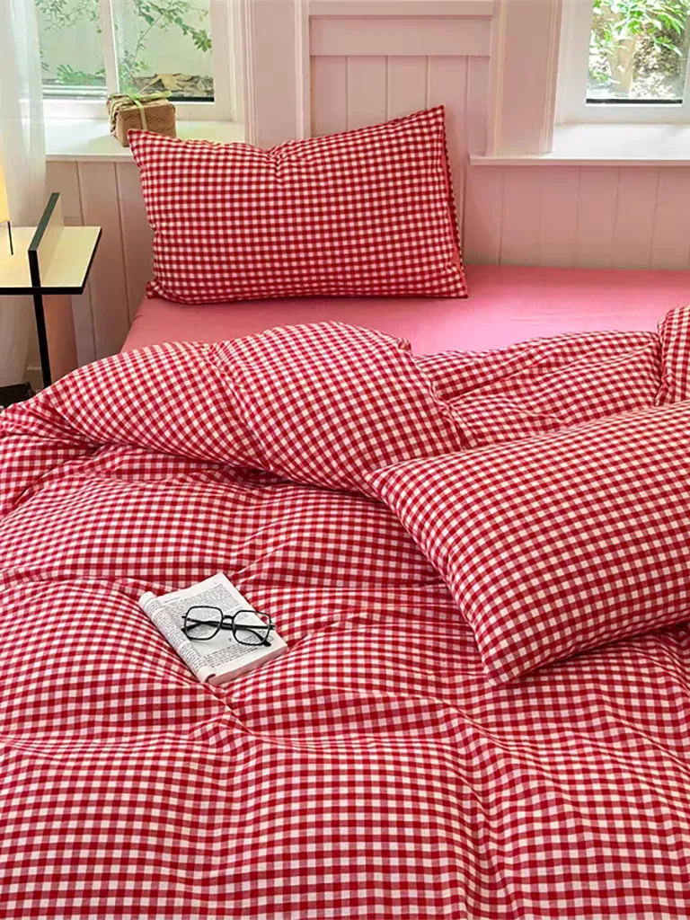 Vintage Red Gingham Duvet Cover