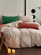 Vintage Red Striped Duvet Cover