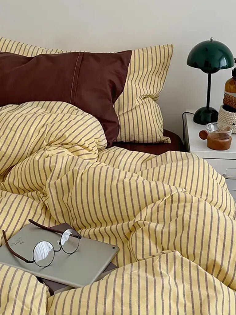 Vintage Striped Duvet Cover Set