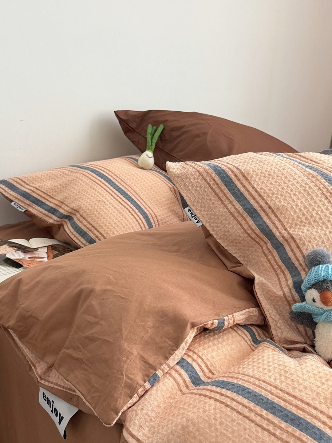 Agave Joyful Stripe Waffle Cotton Duvet Cover original reference image 4