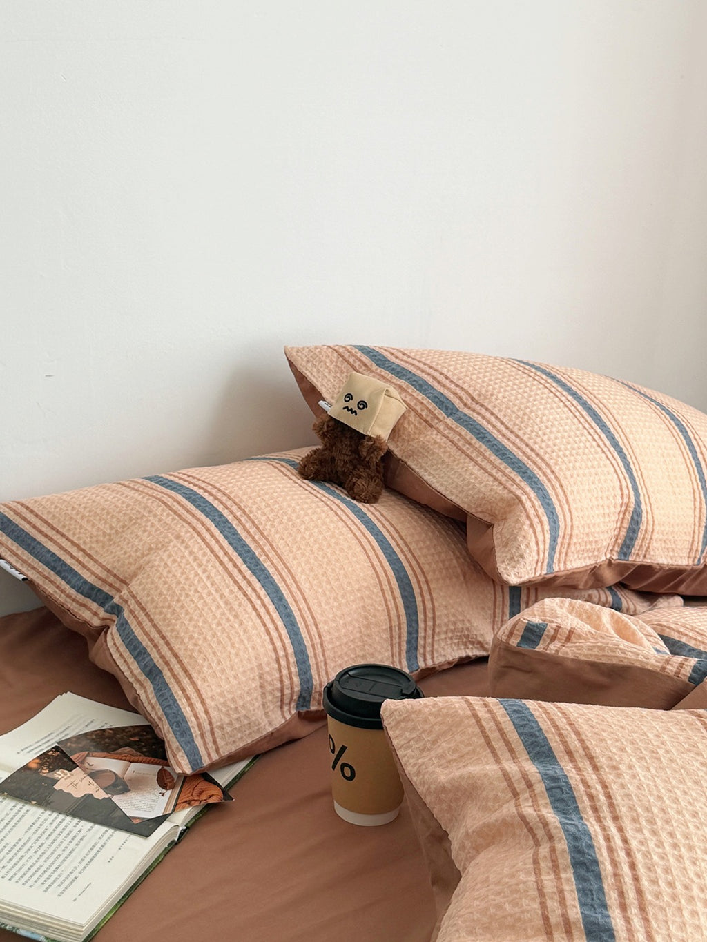 Agave Joyful Stripe Waffle Cotton Duvet Cover original reference image 6