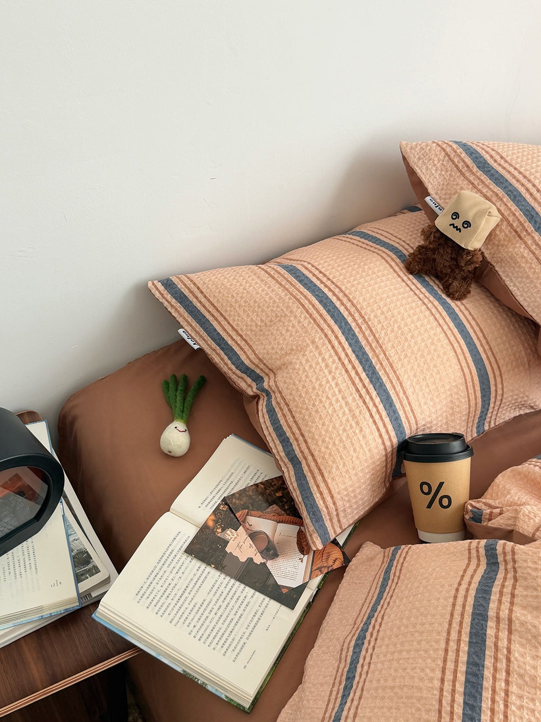 Agave Joyful Stripe Waffle Cotton Duvet Cover original reference image 7