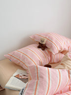 Agave Joyful Stripe Waffle Cotton Duvet Cover original reference image 11