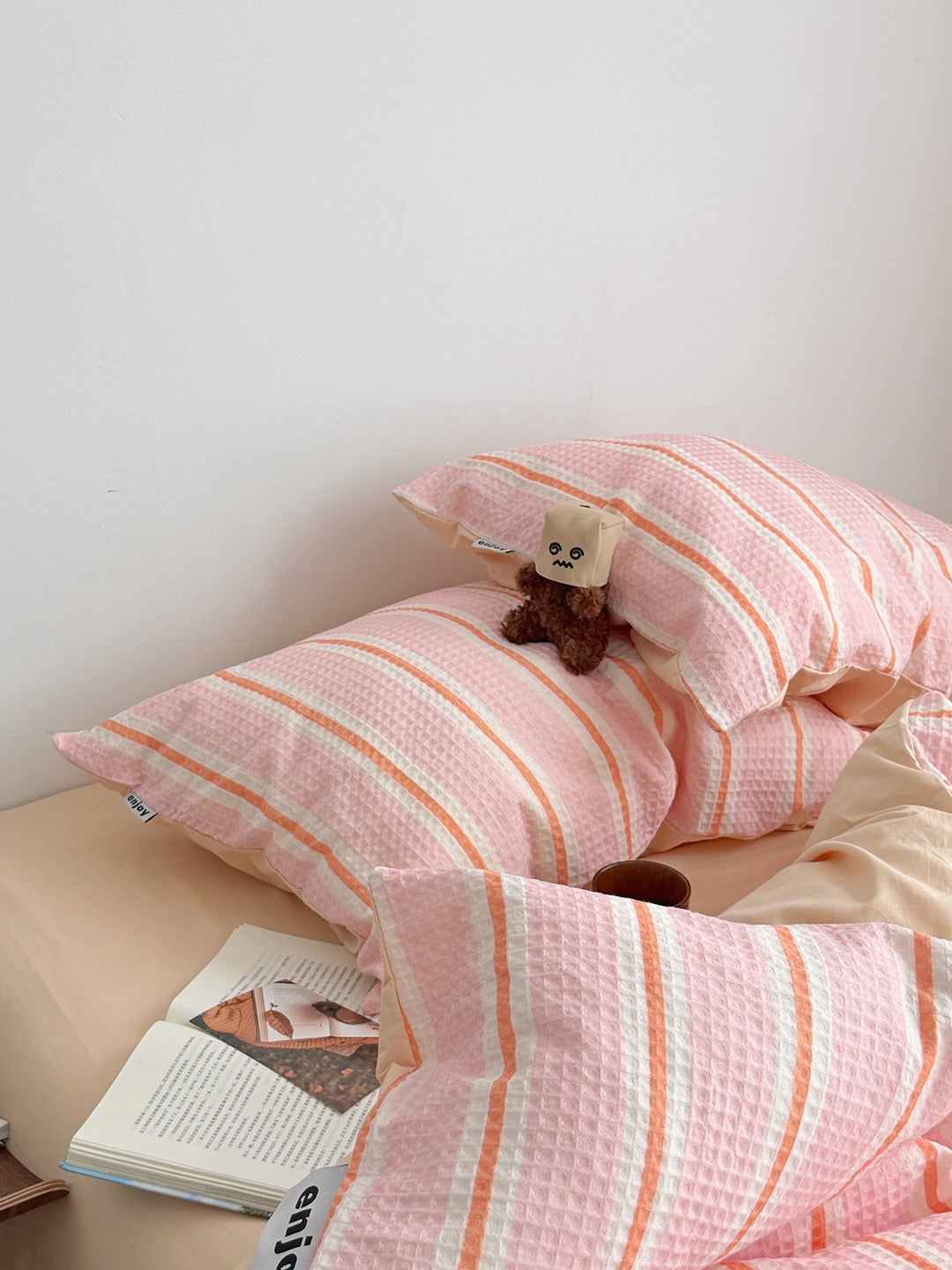 Agave Joyful Stripe Waffle Cotton Duvet Cover original reference image 11
