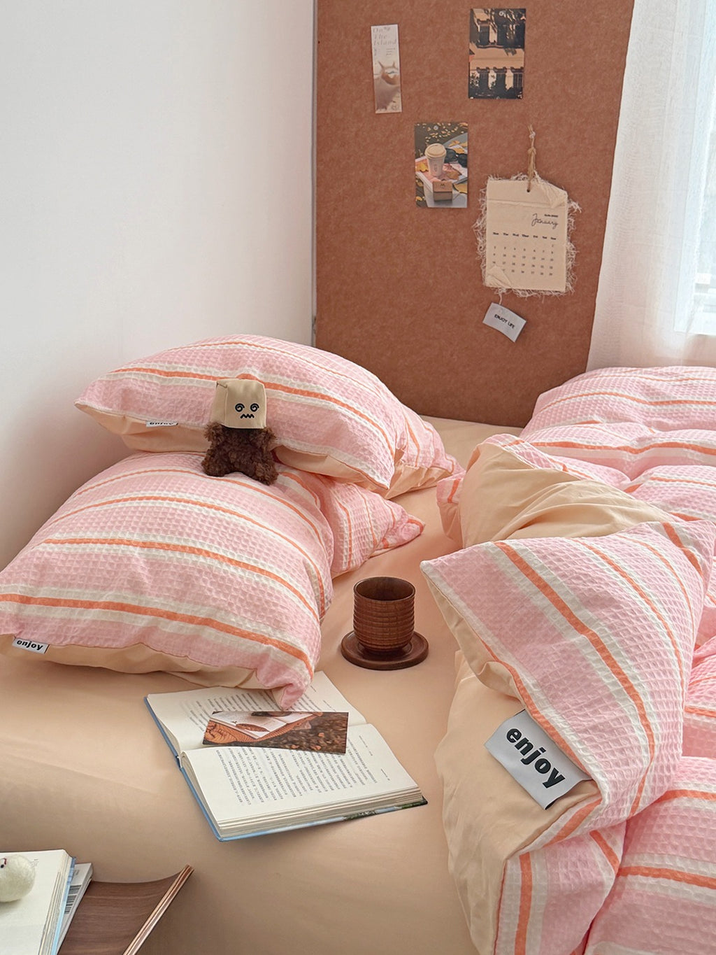 Agave Joyful Stripe Waffle Cotton Duvet Cover original reference image 12
