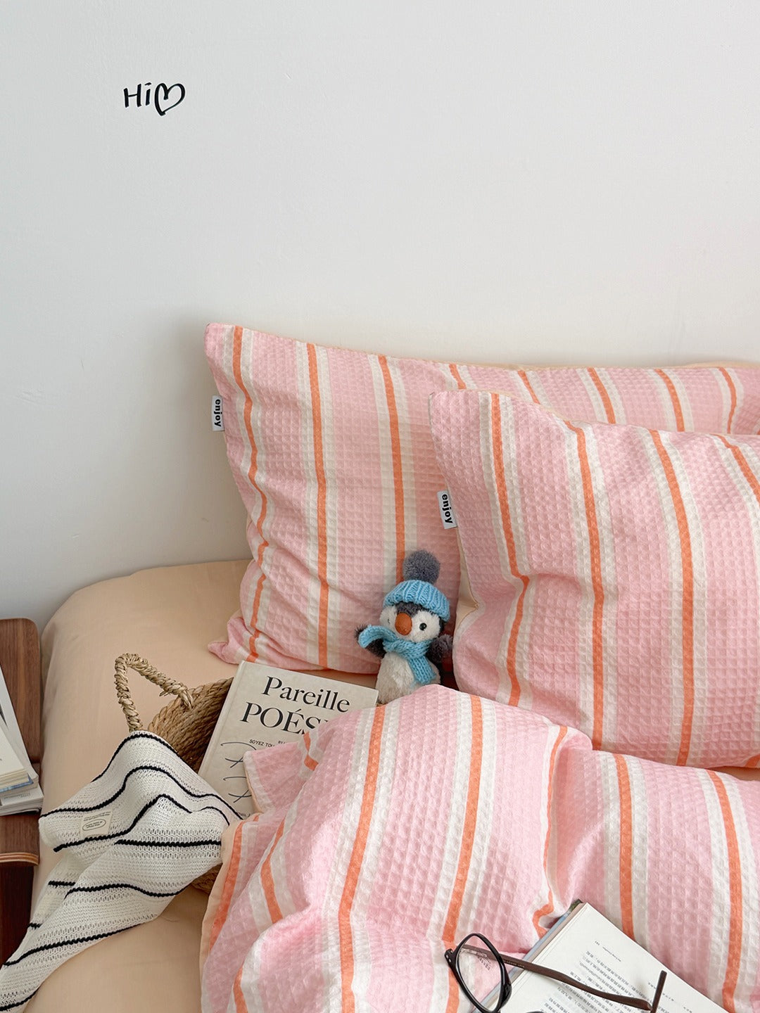 Agave Joyful Stripe Waffle Cotton Duvet Cover original reference image 15
