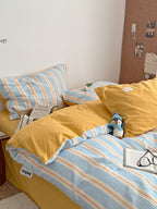 Agave Joyful Stripe Waffle Cotton Duvet Cover original reference image 17