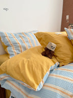 Agave Joyful Stripe Waffle Cotton Duvet Cover original reference image 18