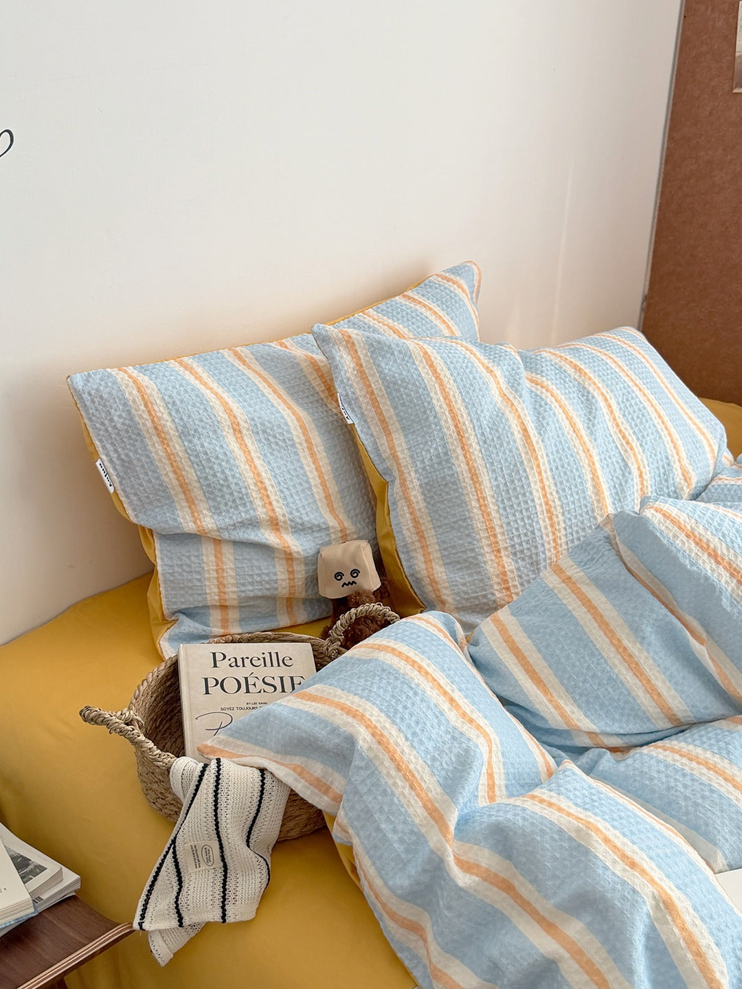 Agave Joyful Stripe Waffle Cotton Duvet Cover original reference image 19