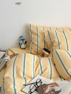 Agave Joyful Stripe Waffle Cotton Duvet Cover original reference image 26