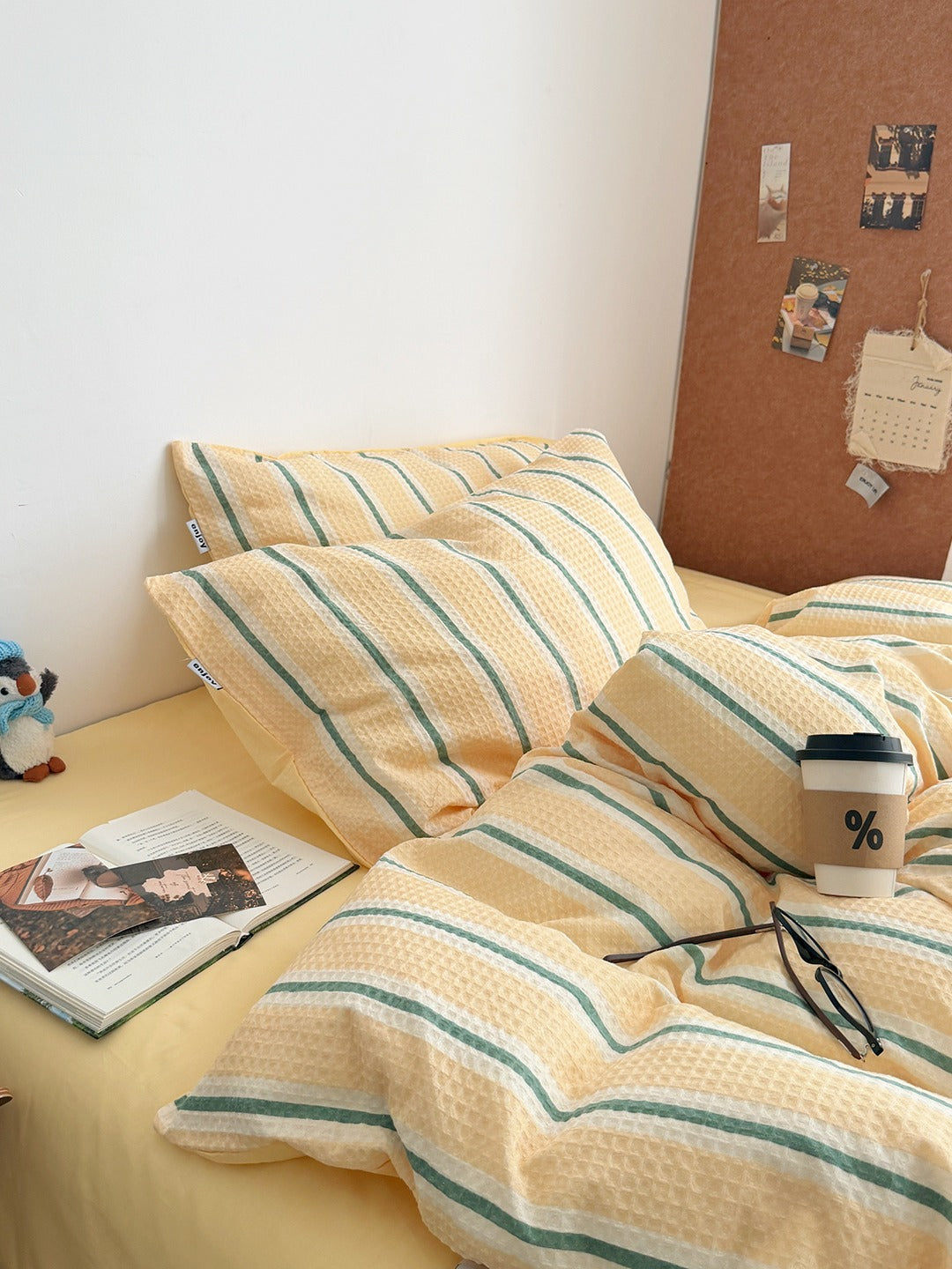 Agave Joyful Stripe Waffle Cotton Duvet Cover original reference image 27