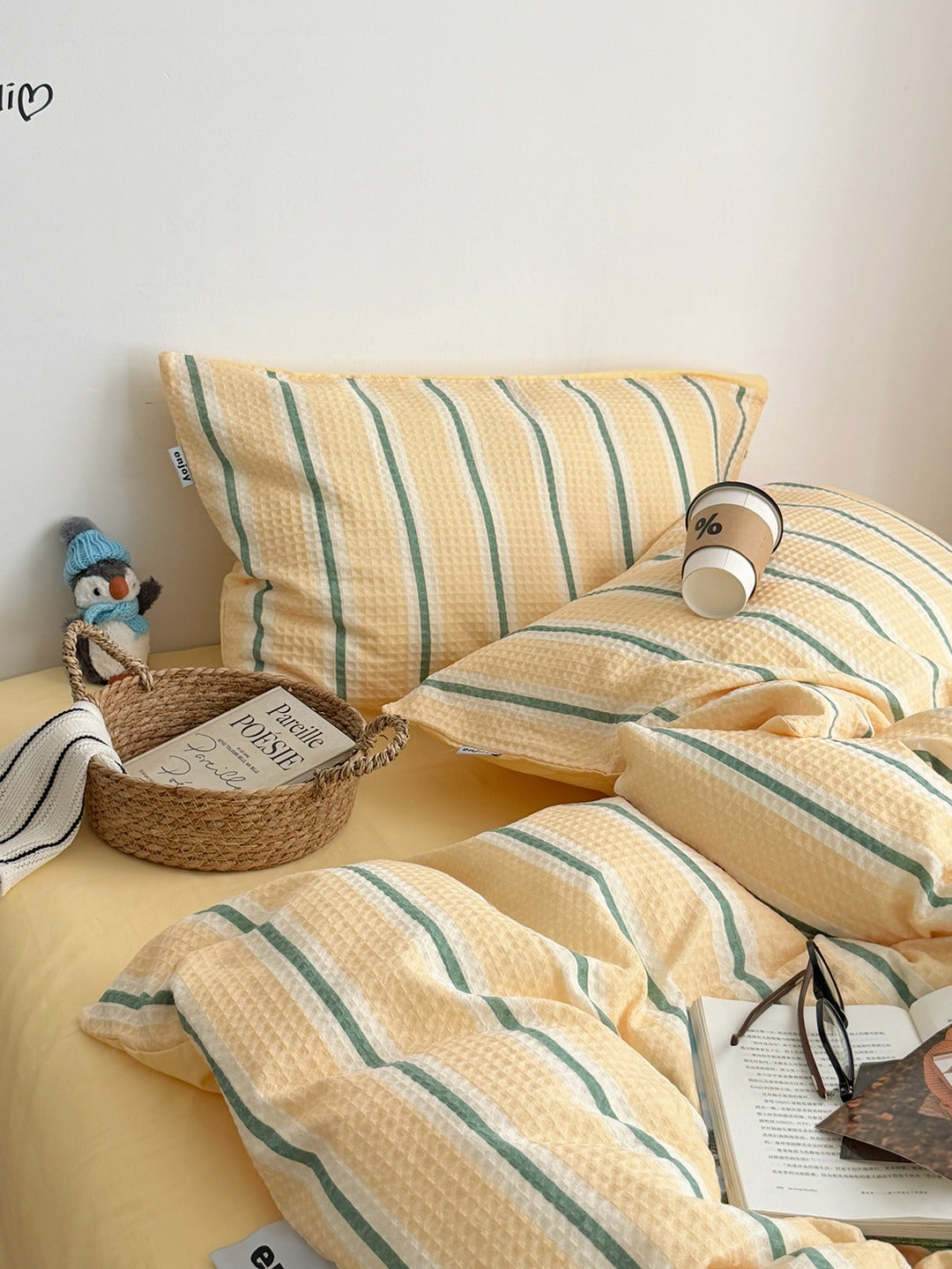 Agave Joyful Stripe Waffle Cotton Duvet Cover original reference image 29