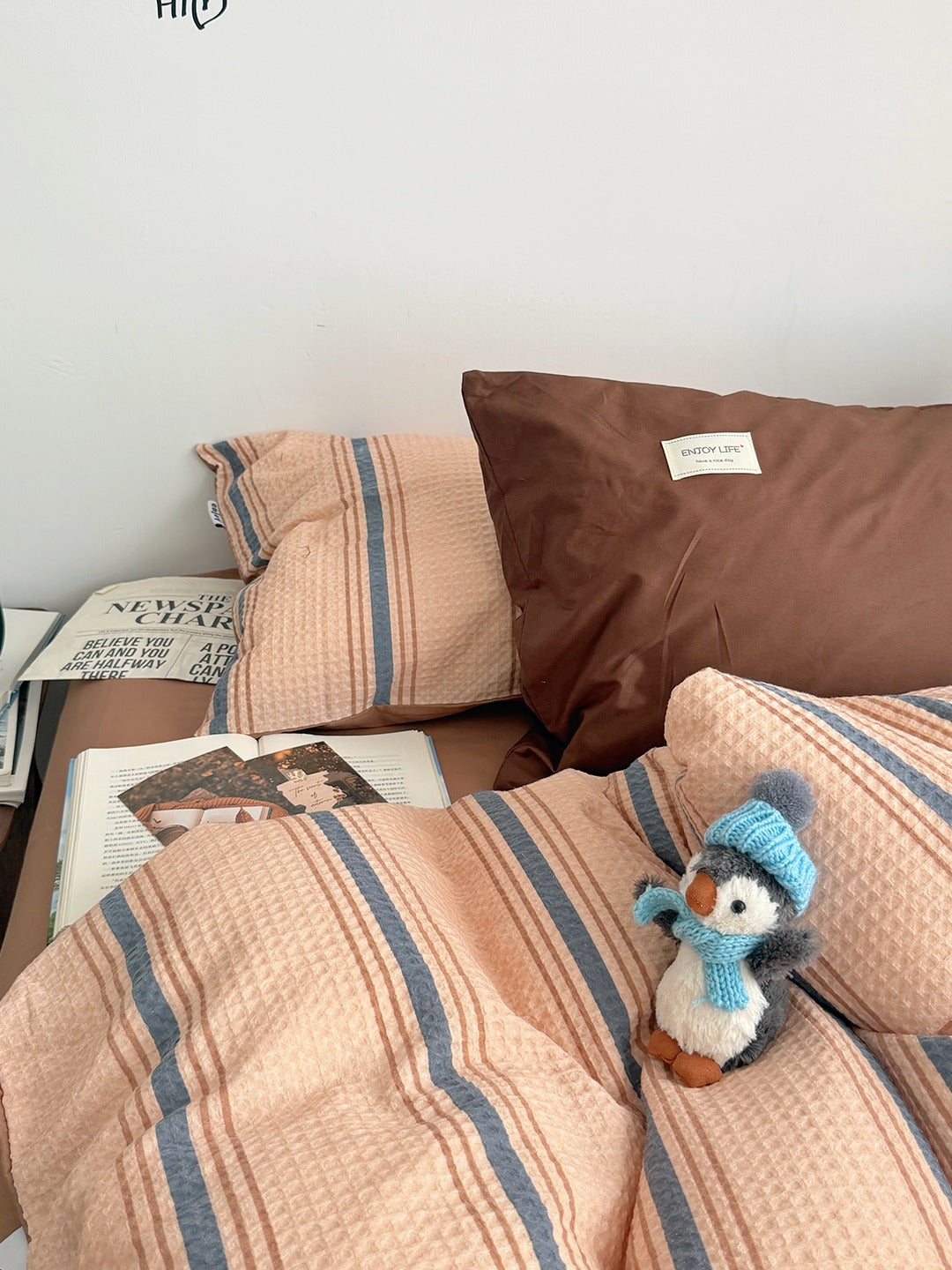 Agave Joyful Stripe Waffle Cotton Duvet Cover original reference image 36