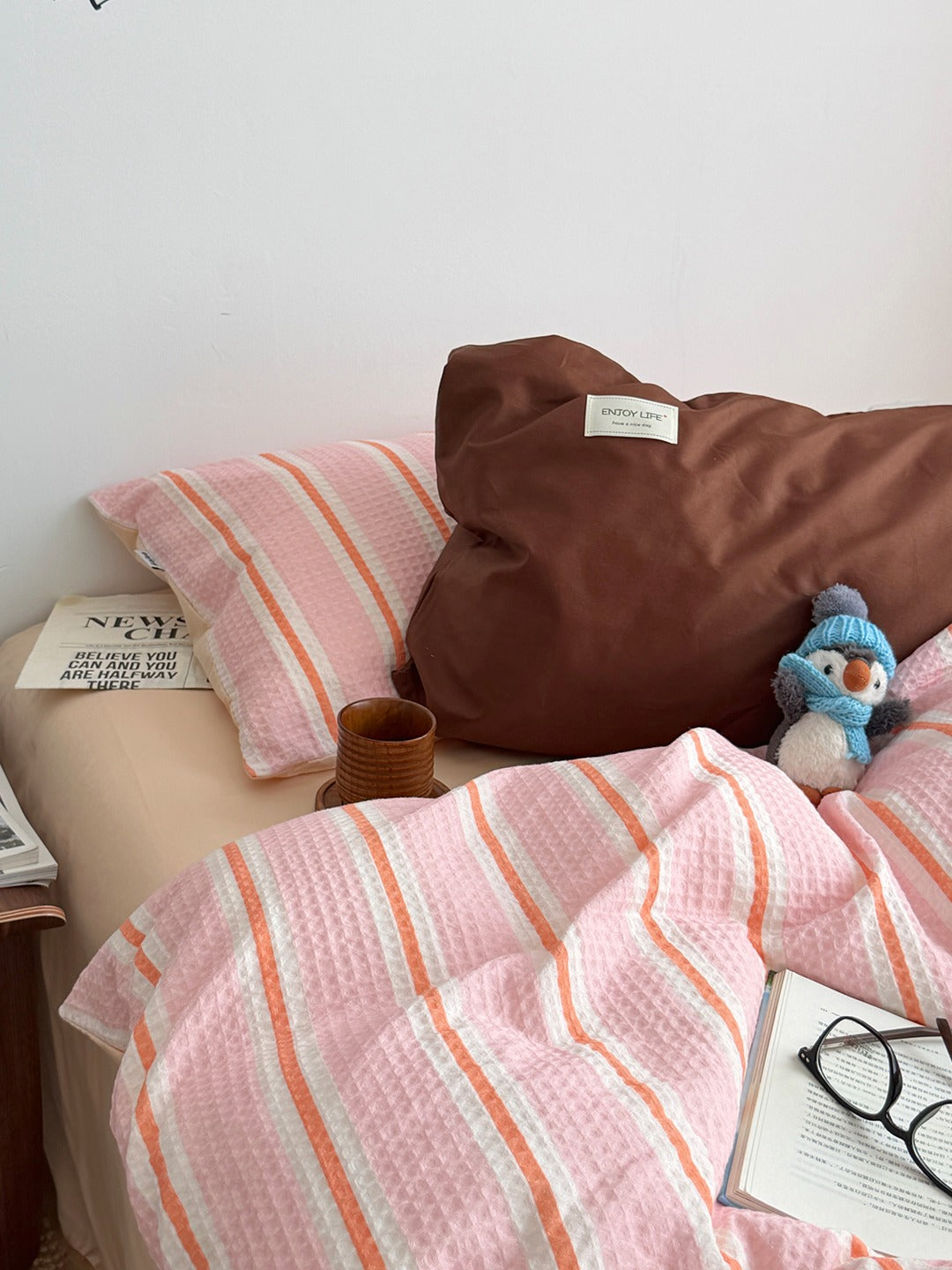 Agave Joyful Stripe Waffle Cotton Duvet Cover original reference image 46