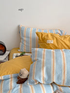 Agave Joyful Stripe Waffle Cotton Duvet Cover original reference image 53