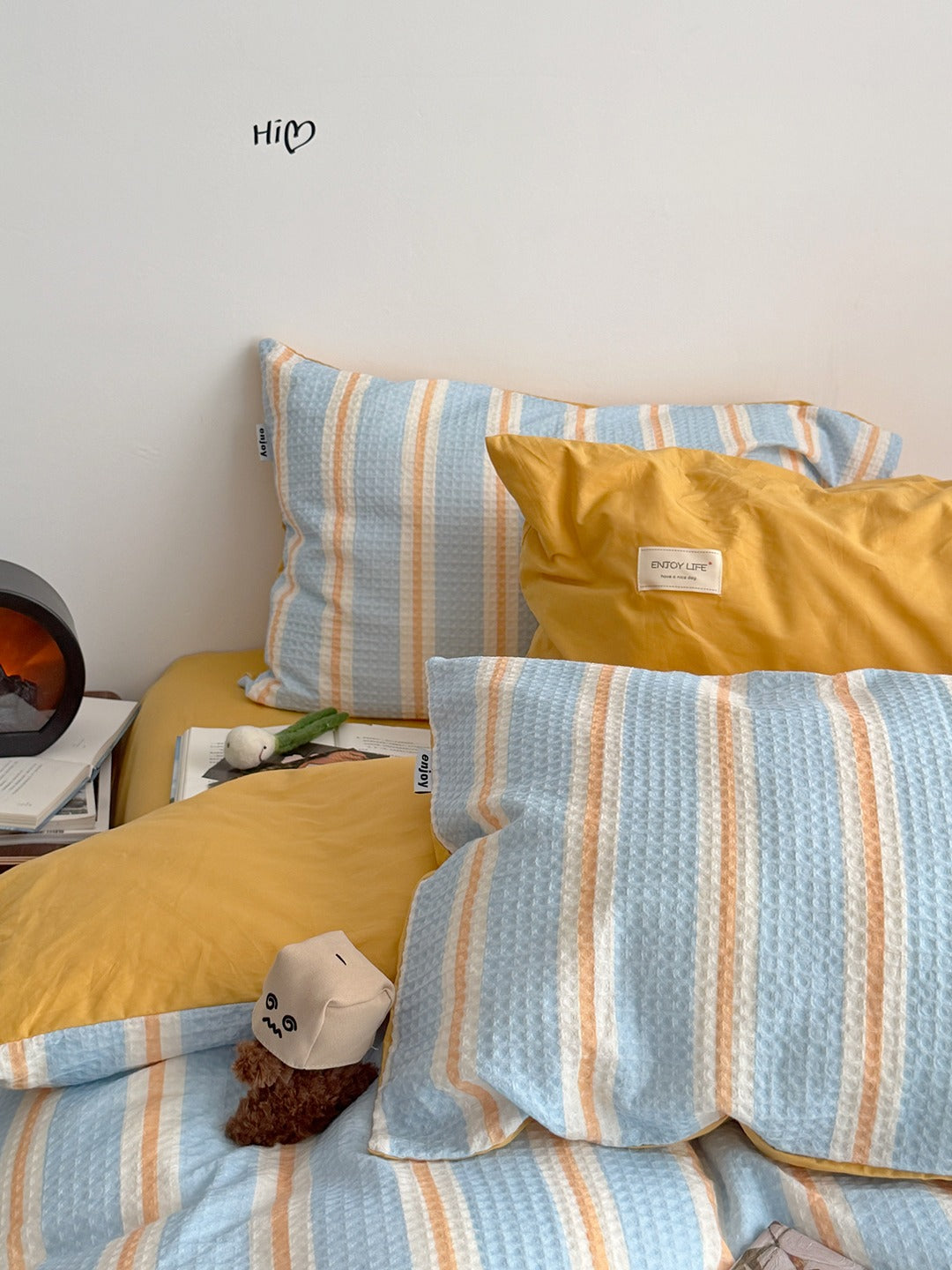 Agave Joyful Stripe Waffle Cotton Duvet Cover original reference image 53
